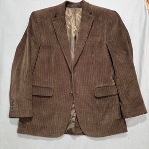 Chaps Brown Corduroy Blazer Mens Herringbone Sport Coat Dark Academia Jacket